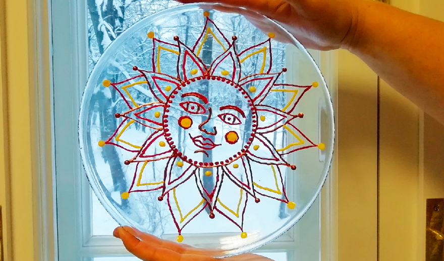 Роспись стекла в витражной технике. Масленичные мотивы